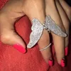 Mode-Sterling Silber 925 Ring mit dem sich bewegenden Schmetterlingsring mit beweglichen Flügeln mit weißem Zirkon Hochzeitsschmuck
