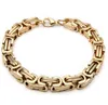 18K gold plated byzantine chain stainless steel bracelet for Men's cool jewelry Free ship.Good Quality 8mm*22cm