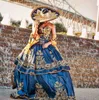 빈티지 연인 2019 Quinceanera Dresses 골드 레이스 아플리케이션 베드 워드 자수 Peplum 맞춤형 주니어 Vestidos de Quinceanera Prom 가운