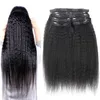 10 sztuk Kinky Prosto Clip w Ludzkich Włosach Rozszerzenia Brazylijski Remy Włosy 100% Ludzki Natural Hair Grube Yaki Clip Ins 100g / Set