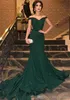 Dark Green Sequined Evening Dresses Pretty Mermaid Off Shoulders Celebrity Holiday Women Wear Formal Party Prom Gowns Custom Made Plus Size