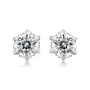 أقراط مسمار Moissanite للنساء ندفة الثلج الكلاسيكية 6 S925 الفضة مجوهرات الأزياء earring11