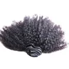 8 pçs / conjunto Afro Kinky onda encaracolado clipe de cabelo humano em extensões de cabelo 10 "-24" cor natural 100g / set clipe em extensões de cabelo humano