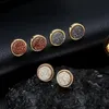 New simple druzy stone Stud Earrings Ladies Round Resin Gold Earrings For women Fashion Jewelry Gift