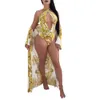 Sommarlov Tvåbitar Set Kvinnor Sexig Halter Bodysuit och Gown 2 Piece Set Women Vacation Beach Wear Conjunto Feminino