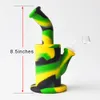 8.5inches Silicone Water Pipe Recycler Bubbler unbreakabale silicone bongs with silicone downstem and 4mm quartz banger