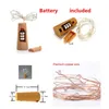 2M 20 LED's String Light Wine Fles Lights met Cork gebouwd in batterij LED-vorm zilveren koperdraad kleurrijke fairy mini