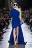 Elie Saab One ramię wieczorne sukienki z krótkimi rękawami Royal Blue Hi Low Prom Party Suknie Boho Asymetryczne Maxi Runway Occysion Skrits