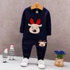 2019 America and Europe pop Spring style cotton round collar Moose pattern suit with long sleeve jacket and trousers for boys and girls