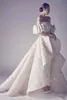Épaule dénudée ivoire robe de mariée pantalons costumes dos nu robe de mariée balayage train robes de mariée vestidos de novia 3823