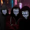 Maska LED Halloween Dekoracyjne Maski Hacker Cosplay Costume Vendetta Guy Fawkes Light Up Festival Party Favival Rekwizyty JK1909