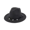 Cappelli Fedora in feltro di lana classico alla moda Nastro nero decorato con perle 12 colori Cappello derby Panama Jazz Trilby da donna