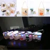 Halloween Candy Bucket Kids Led Night Canvas Candy Gift Bags Halloween Pumpkin Ghost Skull Printed Party Candy Storage Bags