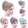 Fashion Women Muslim Hair Loss Cap Flower Print Islamic Islam Turban Head Wrap Cover Cancer Hat Chemo Cap Bonnet Beanie Skullies GB1322