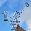 Glass Glass Bong Recykler DAB Oil Rig Mini Rigns Kolorowe Sidecar Waterpipe 7 cal Bongs Wody Prysznic Perc z Bowl XL-1972