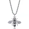 iced out bee pendant necklaces for men women luxury designer bling diamond animal pendants gold silver copper zircon chain necklac208O