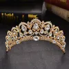 Luxury Silver Gold Brud Crown Sparkle Pärled Crystals Royal Wedding Crowns Crystal Headband Hair Smycken Tillbehör Party Studi6646801