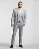 Anpassa ljusgrå brudgummen tuxedos notch lapel man prom business suit bröllopsfest kostymer (jacka + byxor + väst + slips) J133