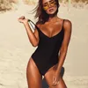 2020 Sexy une pièce maillot de bain femmes maillots de bain femme solide noir string dos nu Monokini maillot de bain XL