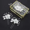 3 PCSset Style European Bridal Headress Set Handmade Pearl Righestone Flower Hairpin Hair peigne Femme Robe Robe Accessories8922589