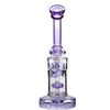 Fab Egg Perc Purple Hookahs暗い緑のガラスの水道管8インチと14mmの関節パイプバブラー曲がった首