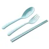 Dinnerware Define Presentes Palha de trigo Faqueiro Forquilha COLHER Chopsticks 3PCS Viagem Louça Miúdos do Natal 8 cores frete grátis DHW1721