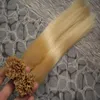 Blond brasiliansk hår 200g / lot nagel du tips pre-bonded keratin lim remy naturliga mänskliga hårförlängningar 200strands riktigt 100% mänskligt hår