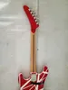 Kra Gang actualizado Edward Van Halen 5150 Raya blanca Guitarra eléctrica roja Floyd Rose Puente trémolo Tuerca de bloqueo Mástil de arce Fing8909030