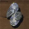 choucong Anello unico con grande fiore Diamante Cz 925 Anelli di fidanzamento in argento sterling per fedi nuziali per donna uomo Gioielli per dita