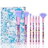 7pcs Makeup Brushes Glitter Crystal Makeup Brushes مجموعة المهنية مستحضرات التجميل أداة مسحوق الأساس ظلال العيون المكياج فرشاة