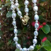 Handmade white freshwater baroque pearl necklace micro inlay zircon leopard head buckle accesories jewelry