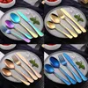 Stainless Steel Flatware Set Portable Cutlery Set For Outdoor Travel Picnic Dinnerware Sets Knife and fork soup Western cutlery set 4pcs/set