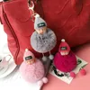 Sleeping Baby Keychains Fluffy Pompom Doll Key Chain Dream Baby Car Keyring Rabbit Hair Ball Bag Pendant Party Favor GGA3090