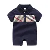 INS hot fashion brand Baby Clothes Plaid Romper Bodysuit outfit Pure Cotton Newborn Summer short sleeve Romper Kids Designer Infant Jumpsuit