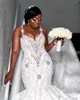 Plus Size Zeemeermin Trouwjurken 2020 Luxe Sparkly Lace Beaded Crystal Arabisch Liefje Afrikaanse Bruid Bruiloft Bruid Gown257v