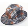 2020 Summer Paper Polyester Short Roll Brim Jazz Hat Women Plaid Decor Bowler Hats Men Panama Beach Cap Parent-child Hat