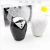 50 PCS Faveurs De Mariage Mariée Et Le Marié Salt Pepper Shakers Avec Boîte-Cadeau Emballage Assaisonnement En Céramique Pot Cuisine Fête Cadeaux Pour Invité