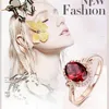 R436 New Fashion Rose Gold Rings for Women Zircon Zircon Red Opal Ring Gifts Female323B4862036