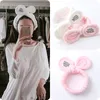 2 pièces/lot noué lapin oreille lavage visage maquillage cheveux bandeau hiver Simple en peluche bandeau cheveux accessoires