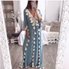 Verão Vestidos Muçulmanos Árabe Islamic Dubai Kaftan Abaya Médio Oriente Marroquino Kaftan Vestido Indonésia Turquia Femme Casual Robe