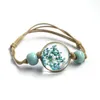 Partihandel-L Glas Ball Charm Armband Weave MultiLayer Lucky Leaf Clover Blomma Läderarmband