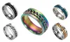Punk spinner chain ring persoonlijkheid 5 kleuren roestvrij stalen ketting roteerbare ringen voor man vrouwen maat 6-12