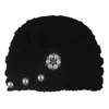 Europa mode baby flickor stickade hatt faux pärlor pärlor beador headwear toddler barn varma mössor turban hattar barn hattar 12 färger A491