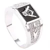 Alliage en alliage argenté Gold Freemason Masonic Ring Regalia anneaux Black Ematel Freemasonary Ring Jewolesale Articles