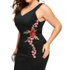 Goedkope plus size zeemeermin prom jurken v-hals hoge avond toga appplique vloer lengte satijn formele jurk