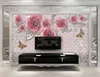 Papel tapiz fotográfico personalizado Murales 3D estereoscópicoBeautiful romántico rosa joyería sala de estar TV Fondo de pared Papeles decoración