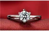 Romantik Düğün Nişan Tektaş Yüzükler Kadınlar Kızlar için Gerçek 925 Ayar Gümüş 1ct İmitasyon Pırlanta Bijoux Takı Toptan Çin