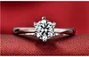 Romantiskt bröllopsförlovning Solitaire Ringar för kvinnor Tjejer Real 925 Sterling Silver 1ct Imitation Diamond Bijoux Smycken Partihandel Kina