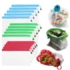 Fashionable 12pcs/set S/M/L Reusable Mesh Washable Bags for Grocery Shopping Storage Fruit Vegetable Toys Sundries Organizer Storage Bag d