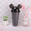 Desenhos animados do rato copos de orelha colorido garrafa de parede dupla de água com palha e tampa do copo caneca de café Milke Crianças Meninas HHA1371